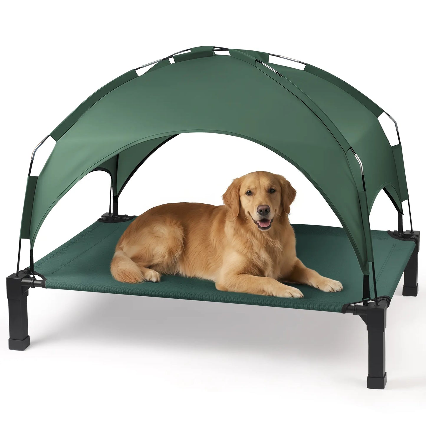 Elevated Outdoor Dog Bed with Removable Canopy for Medium to Extra Large Dogs