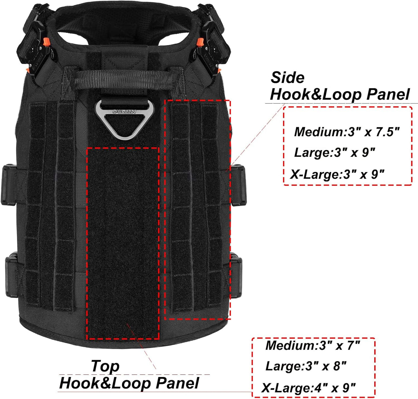 ICEFANG Tactical Dog Harness for XL Dogs - Heavy-Duty No-Pull MOLLE Vest with Handle & Patch Panels, Black