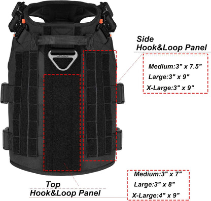 ICEFANG Tactical Dog Harness for XL Dogs - Heavy-Duty No-Pull MOLLE Vest with Handle & Patch Panels, Black