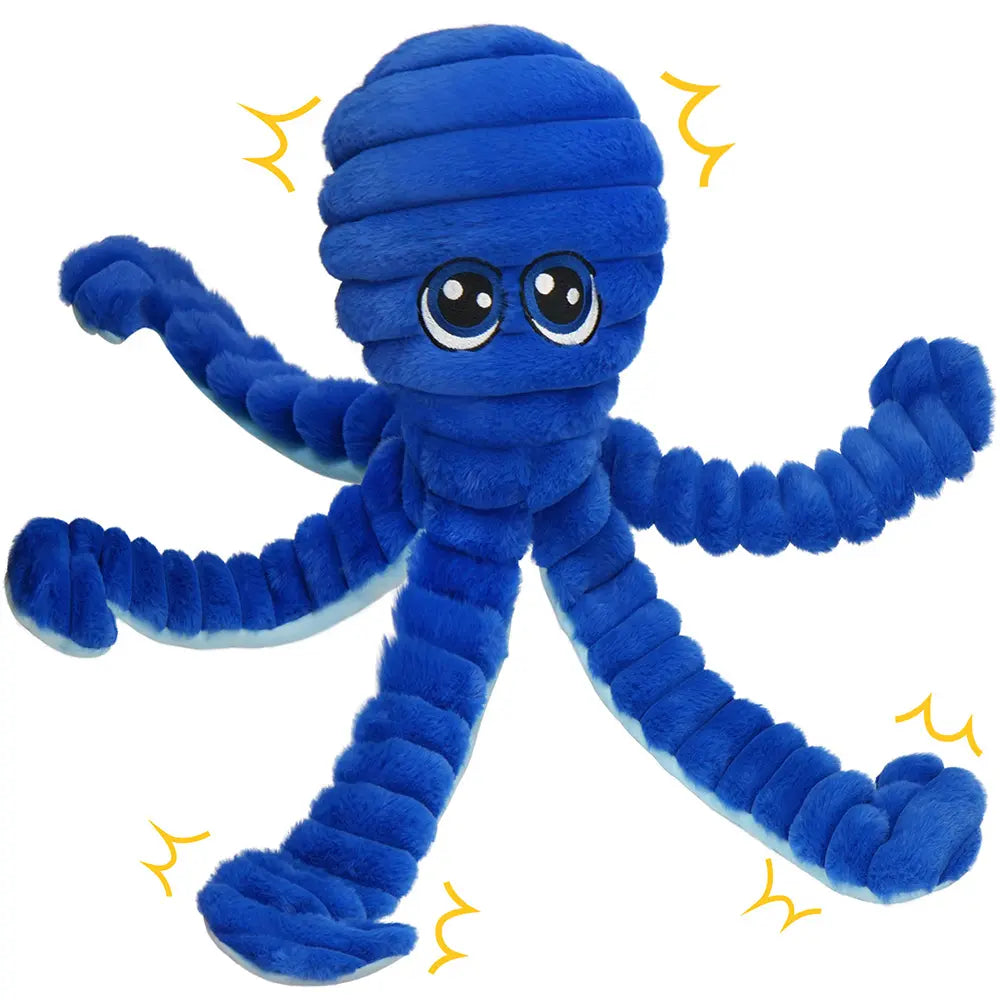 Prime Pets 27-Inch Plush Octopus Dog Toy - Squeaky Crinkle Tug Toy for Dogs
