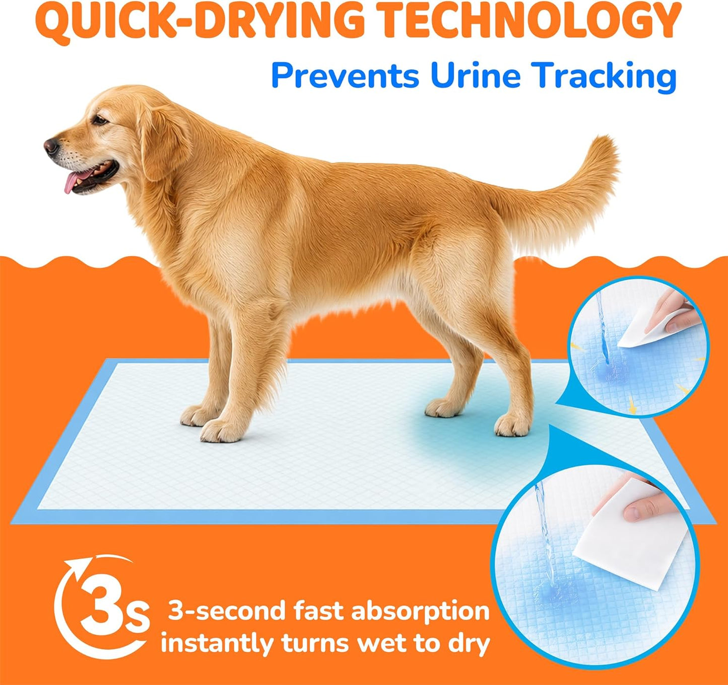 XL Dog Pee Pads 28" x 34" - Super Absorbent Leak-Free Puppy Training Pads for Dogs & Pets