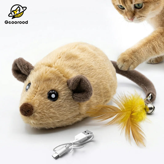 Geoorood Automatic Electric Cat Toy - USB Rechargeable Moving Mouse Toy with Random Motion for Indoor Cats