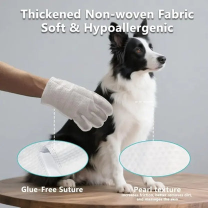 Gentle Pet Cleaning Glove Wipes for Dogs & Cats - Fragrance-Free Grooming Wipes with Jojoba Oil & Shea Butter Extract, 20 PCS