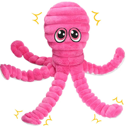 Prime Pets 27-Inch Plush Octopus Dog Toy - Squeaky Crinkle Tug Toy for Dogs