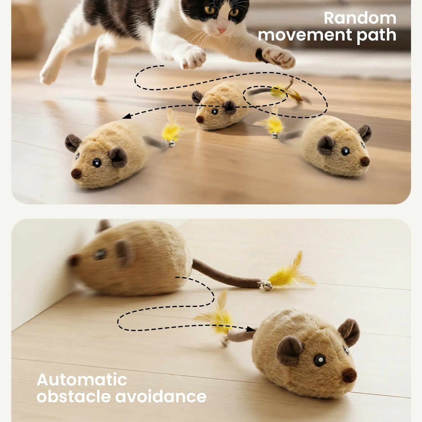 Geoorood Automatic Electric Cat Toy - USB Rechargeable Moving Mouse Toy with Random Motion for Indoor Cats