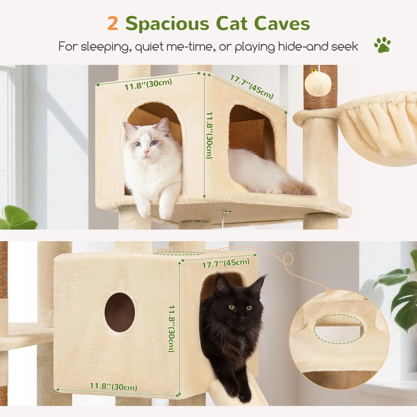 Globlazer 80-Inch Heavy-Duty Cat Tree for Large Cats - Space-Saving Corner Cat Tower with Condos, Scratching Posts, Hammock & Perches