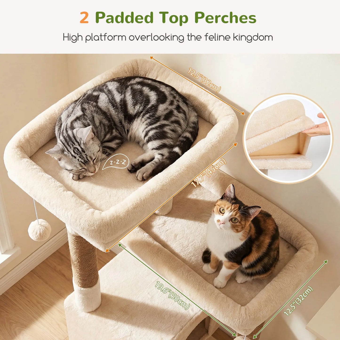 Globlazer 80-Inch Heavy-Duty Cat Tree for Large Cats - Space-Saving Corner Cat Tower with Condos, Scratching Posts, Hammock & Perches
