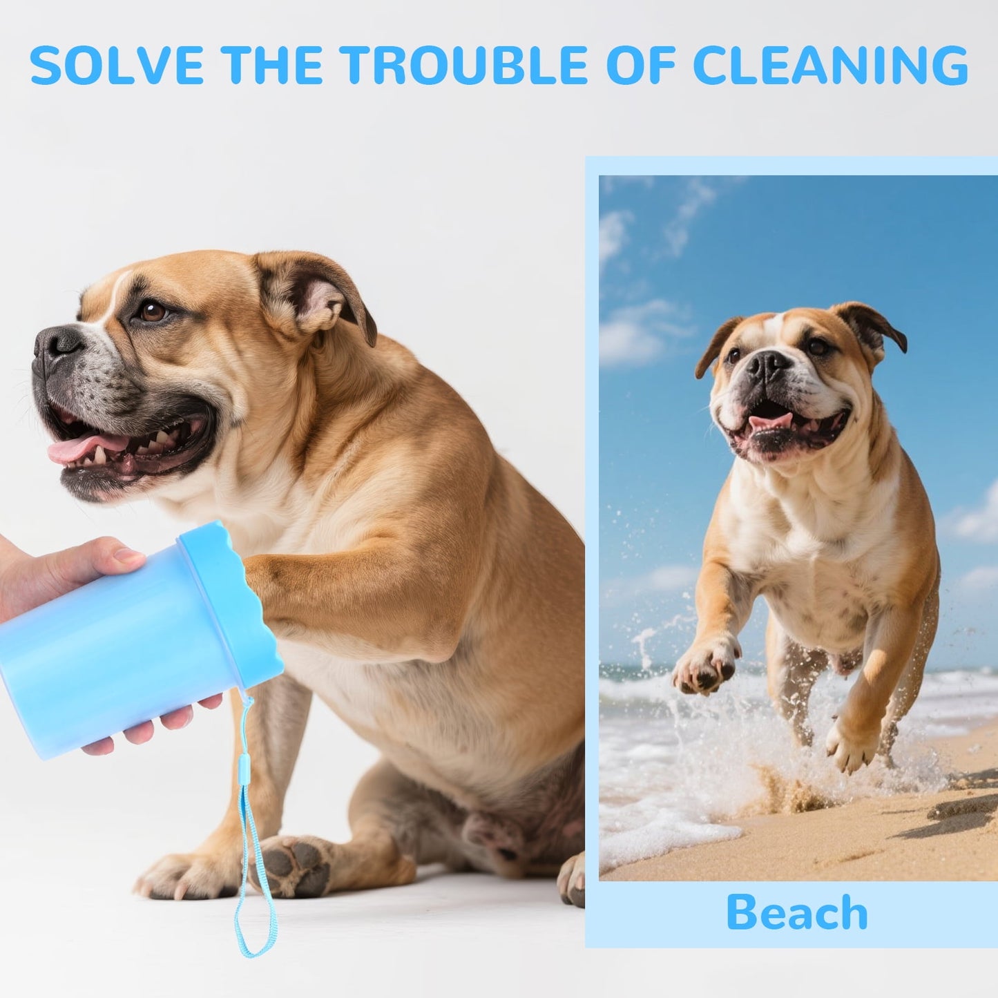 Dog Paw Cleaner Cup for Muddy Paws - Portable Medium Paw Washer for Dogs with Soft Silicone Brush, Grooming Tool, Towel & Comb