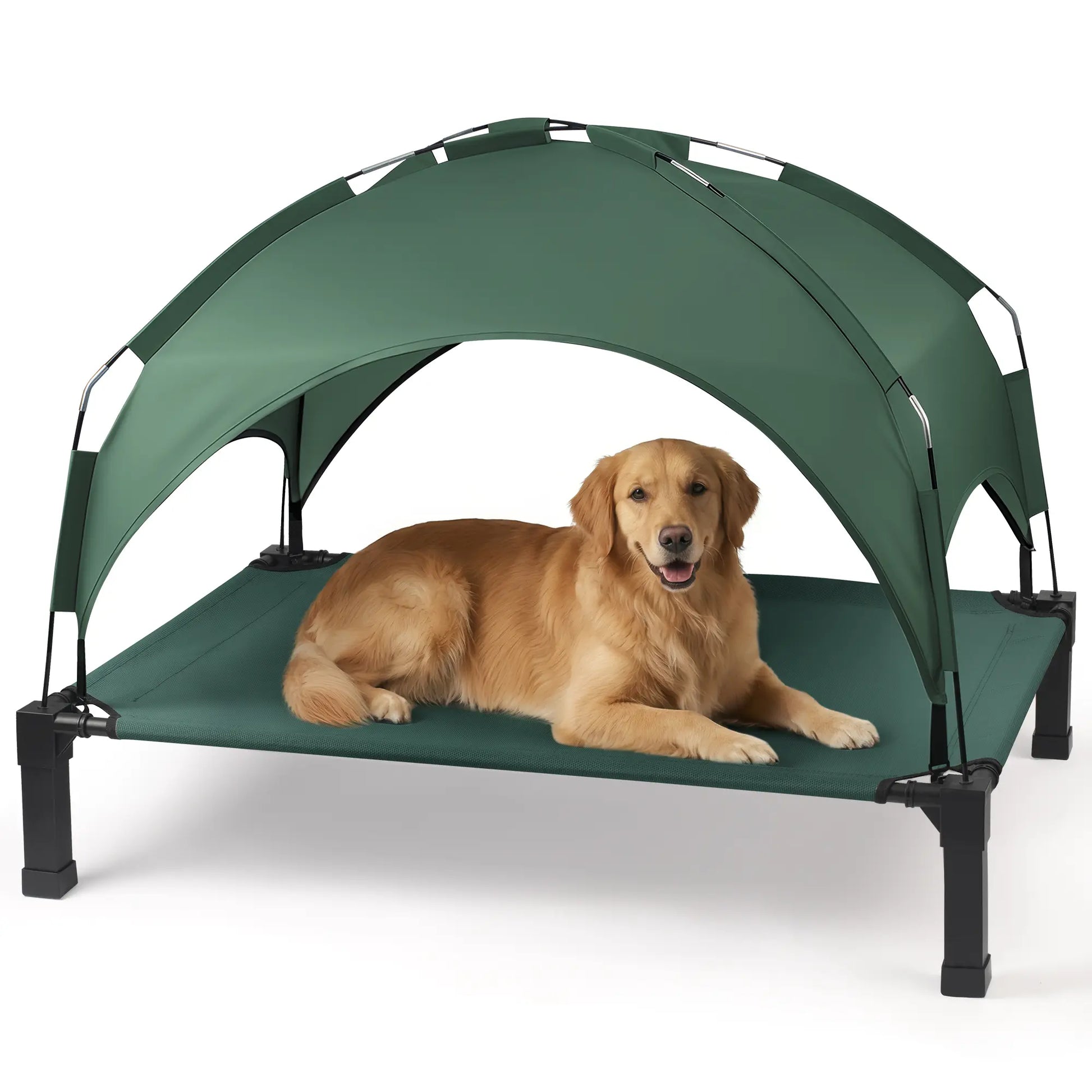 Elevated Outdoor Dog Bed with Removable Canopy for Medium to Extra Large Dogs