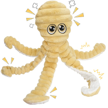 Prime Pets 27-Inch Plush Octopus Dog Toy - Squeaky Crinkle Tug Toy for Dogs