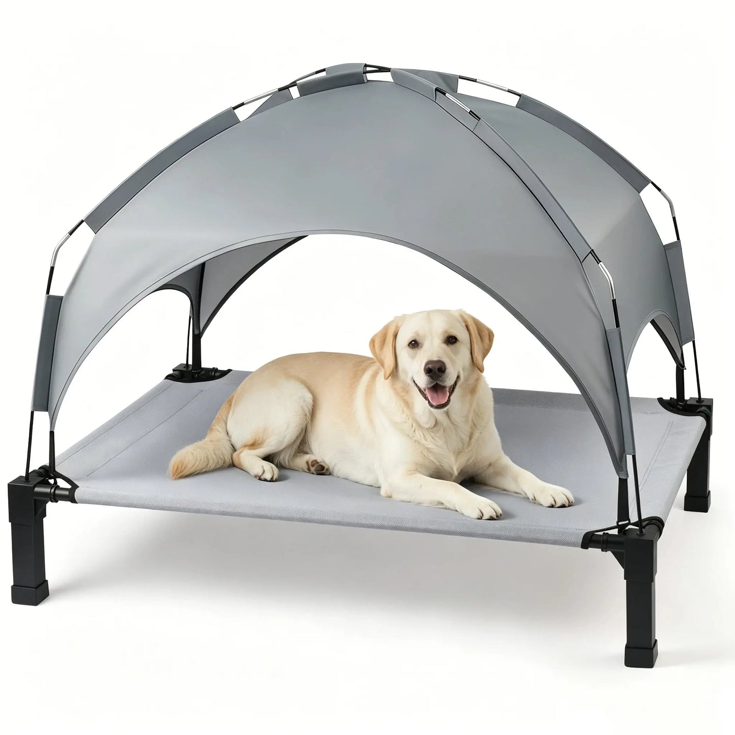 Elevated Outdoor Dog Bed with Removable Canopy for Medium to Extra Large Dogs
