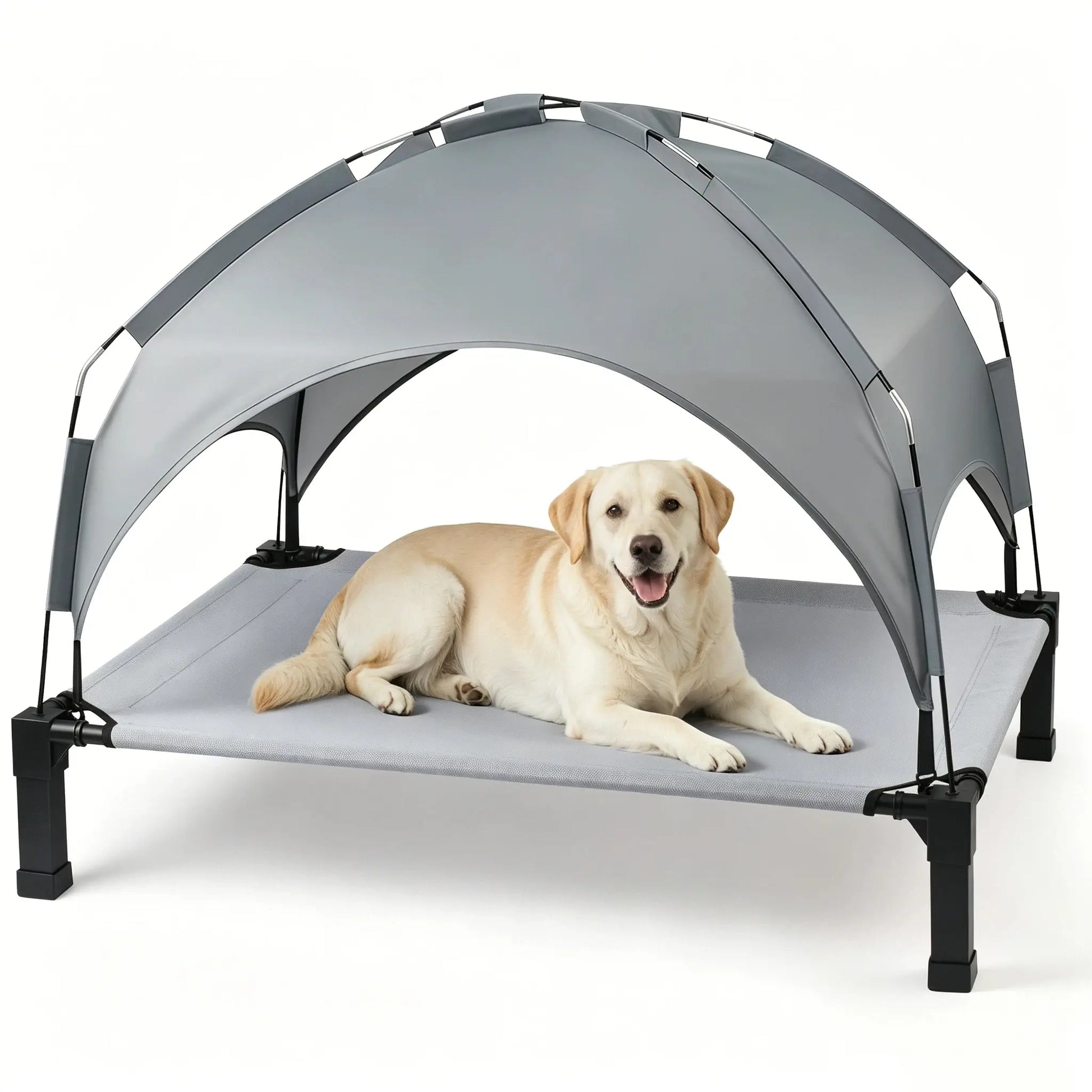 Elevated Outdoor Dog Bed with Removable Canopy for Medium to Extra Large Dogs