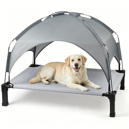 Elevated Outdoor Dog Bed with Removable Canopy for Medium to Extra Large Dogs