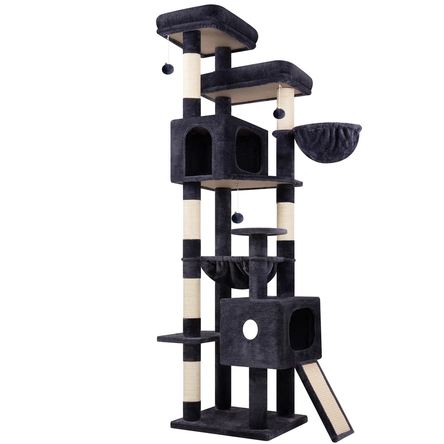 Globlazer 80-Inch Heavy-Duty Cat Tree for Large Cats - Space-Saving Corner Cat Tower with Condos, Scratching Posts, Hammock & Perches