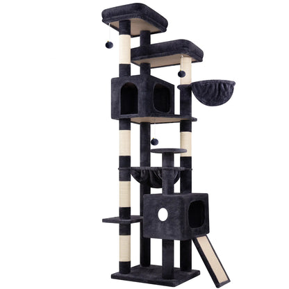 Globlazer 80-Inch Heavy-Duty Cat Tree for Large Cats - Space-Saving Corner Cat Tower with Condos, Scratching Posts, Hammock & Perches
