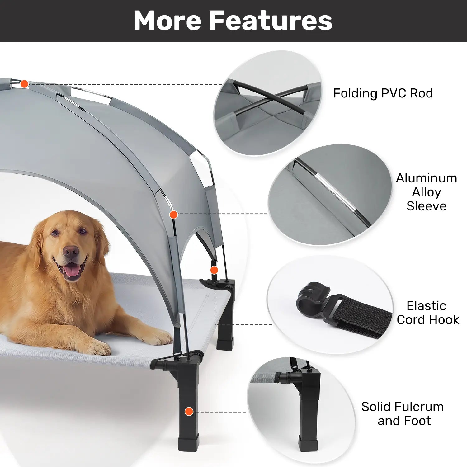 Elevated Outdoor Dog Bed with Removable Canopy for Medium to Extra Large Dogs