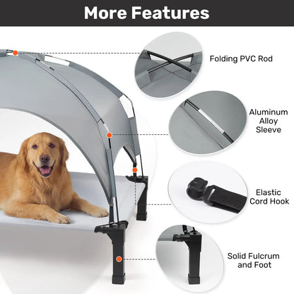 Elevated Outdoor Dog Bed with Removable Canopy for Medium to Extra Large Dogs
