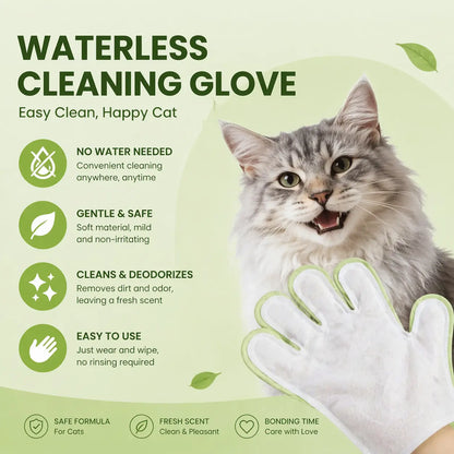 Gentle Pet Cleaning Glove Wipes for Dogs & Cats - Fragrance-Free Grooming Wipes with Jojoba Oil & Shea Butter Extract, 20 PCS