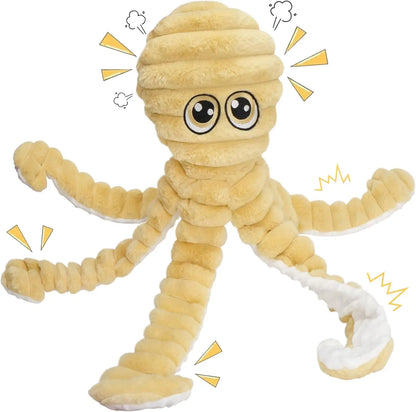 Prime Pets 27-Inch Plush Octopus Dog Toy - Squeaky Crinkle Tug Toy for Dogs