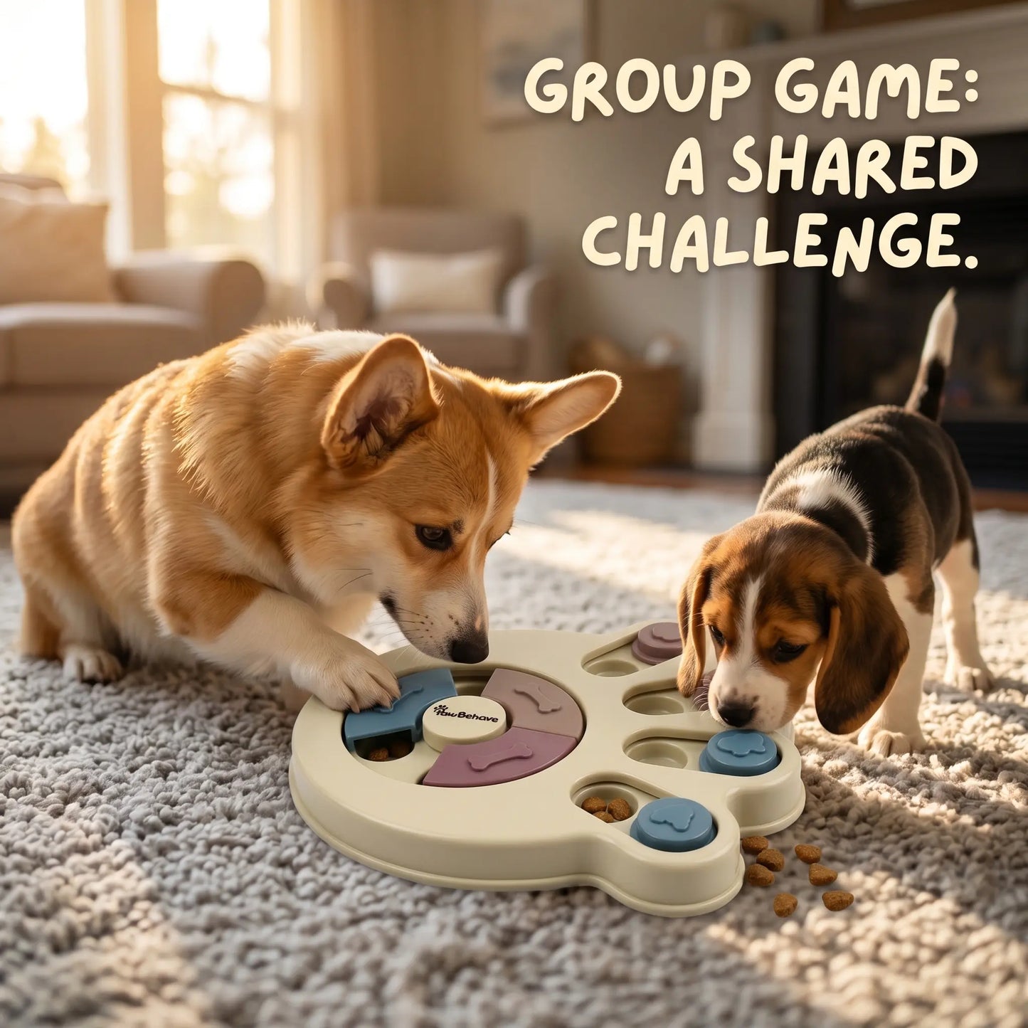 Interactive Dog Puzzle Slow Feeder Bowl - Level 1 Treat Dispenser for Puppies & Dogs, Blue & Yellow