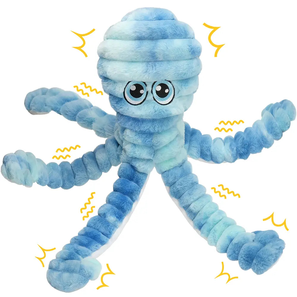 Prime Pets 27-Inch Plush Octopus Dog Toy - Squeaky Crinkle Tug Toy for Dogs