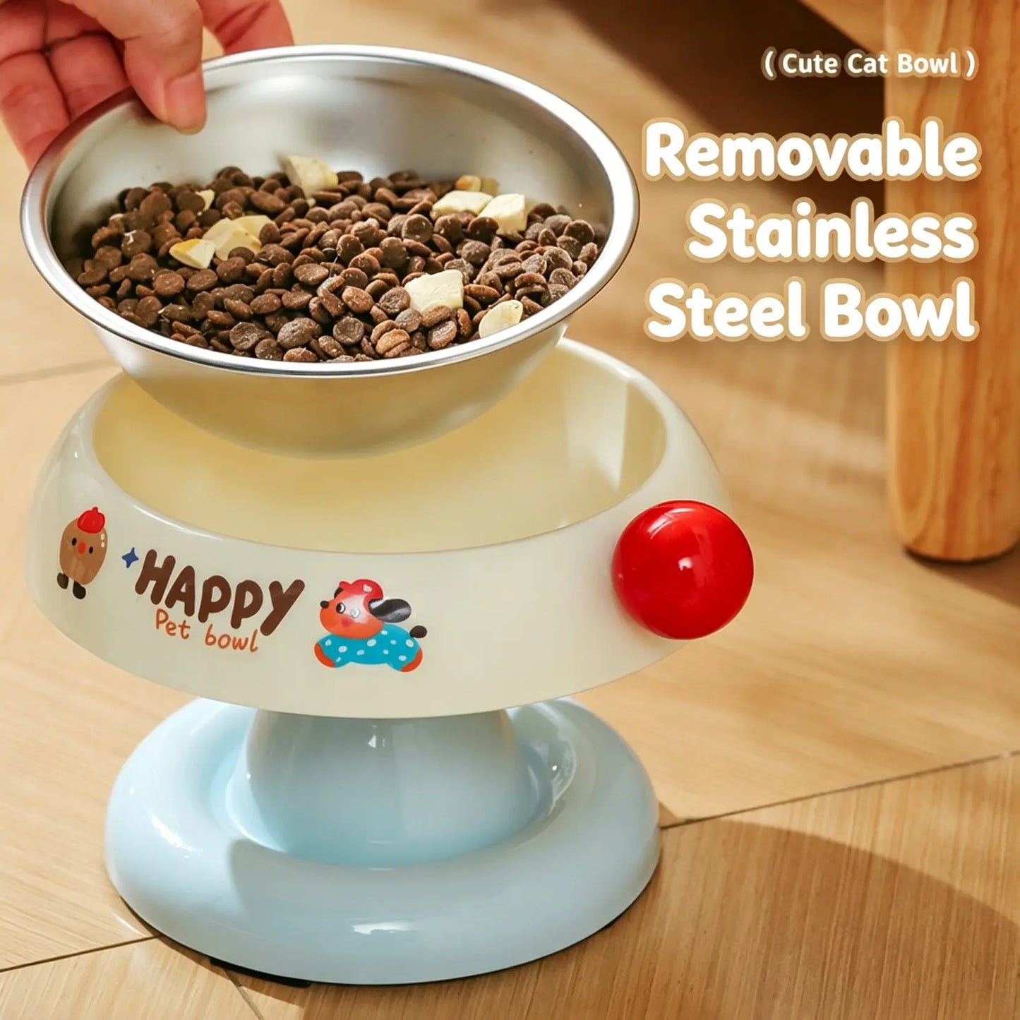 Anti-Slip Stainless Steel Pet Bowl for Cats & Small Dogs - Non-Tip Feeder with Removable Easy-Clean Liner, 3 Colours
