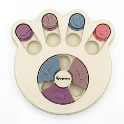 Interactive Dog Puzzle Slow Feeder Bowl - Level 1 Treat Dispenser for Puppies & Dogs, Blue & Yellow