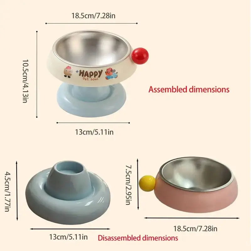 Anti-Slip Stainless Steel Pet Bowl for Cats & Small Dogs - Non-Tip Feeder with Removable Easy-Clean Liner, 3 Colours