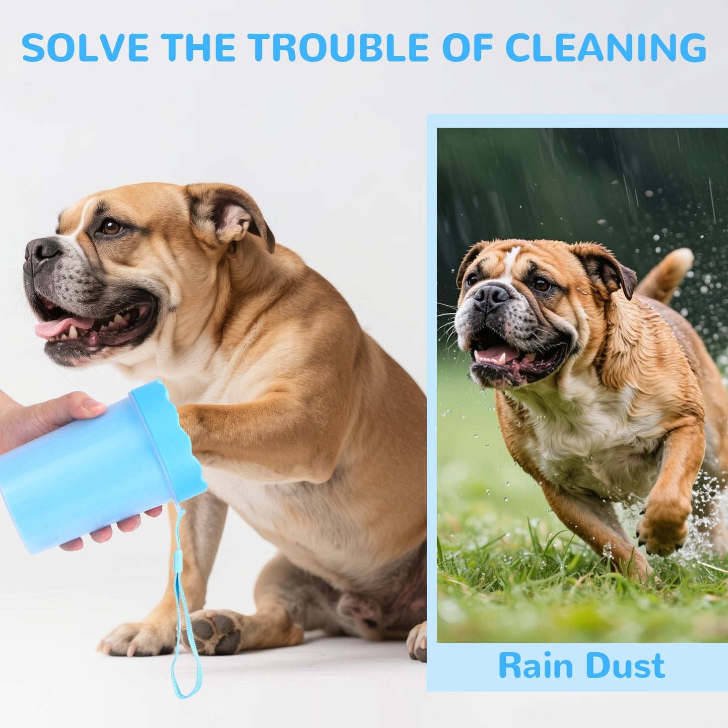Dog Paw Cleaner Cup for Muddy Paws - Portable Medium Paw Washer for Dogs with Soft Silicone Brush, Grooming Tool, Towel & Comb
