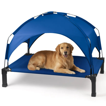 Elevated Outdoor Dog Bed with Removable Canopy for Medium to Extra Large Dogs