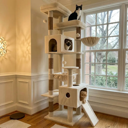 Globlazer 80-Inch Heavy-Duty Cat Tree for Large Cats - Space-Saving Corner Cat Tower with Condos, Scratching Posts, Hammock & Perches