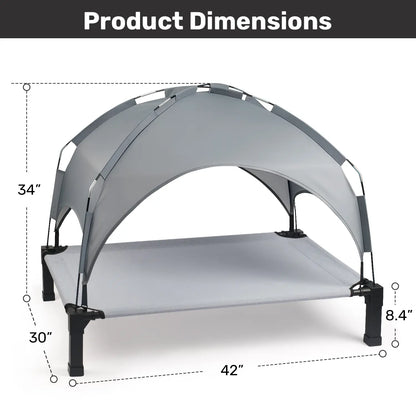 Elevated Outdoor Dog Bed with Removable Canopy for Medium to Extra Large Dogs