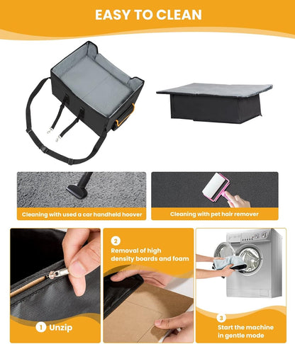 Elevated Dog Car Seat for Small Dogs & Cats - Pet Booster Travel Seat with Adjustable Straps & Soft Liner