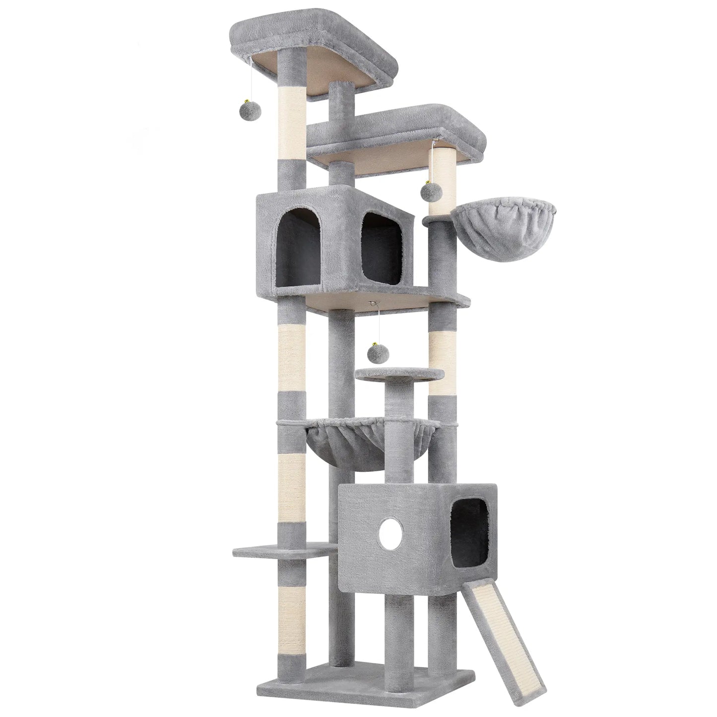 Globlazer 80-Inch Heavy-Duty Cat Tree for Large Cats - Space-Saving Corner Cat Tower with Condos, Scratching Posts, Hammock & Perches