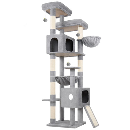 Globlazer 80-Inch Heavy-Duty Cat Tree for Large Cats - Space-Saving Corner Cat Tower with Condos, Scratching Posts, Hammock & Perches