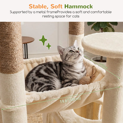 Globlazer 80-Inch Heavy-Duty Cat Tree for Large Cats - Space-Saving Corner Cat Tower with Condos, Scratching Posts, Hammock & Perches