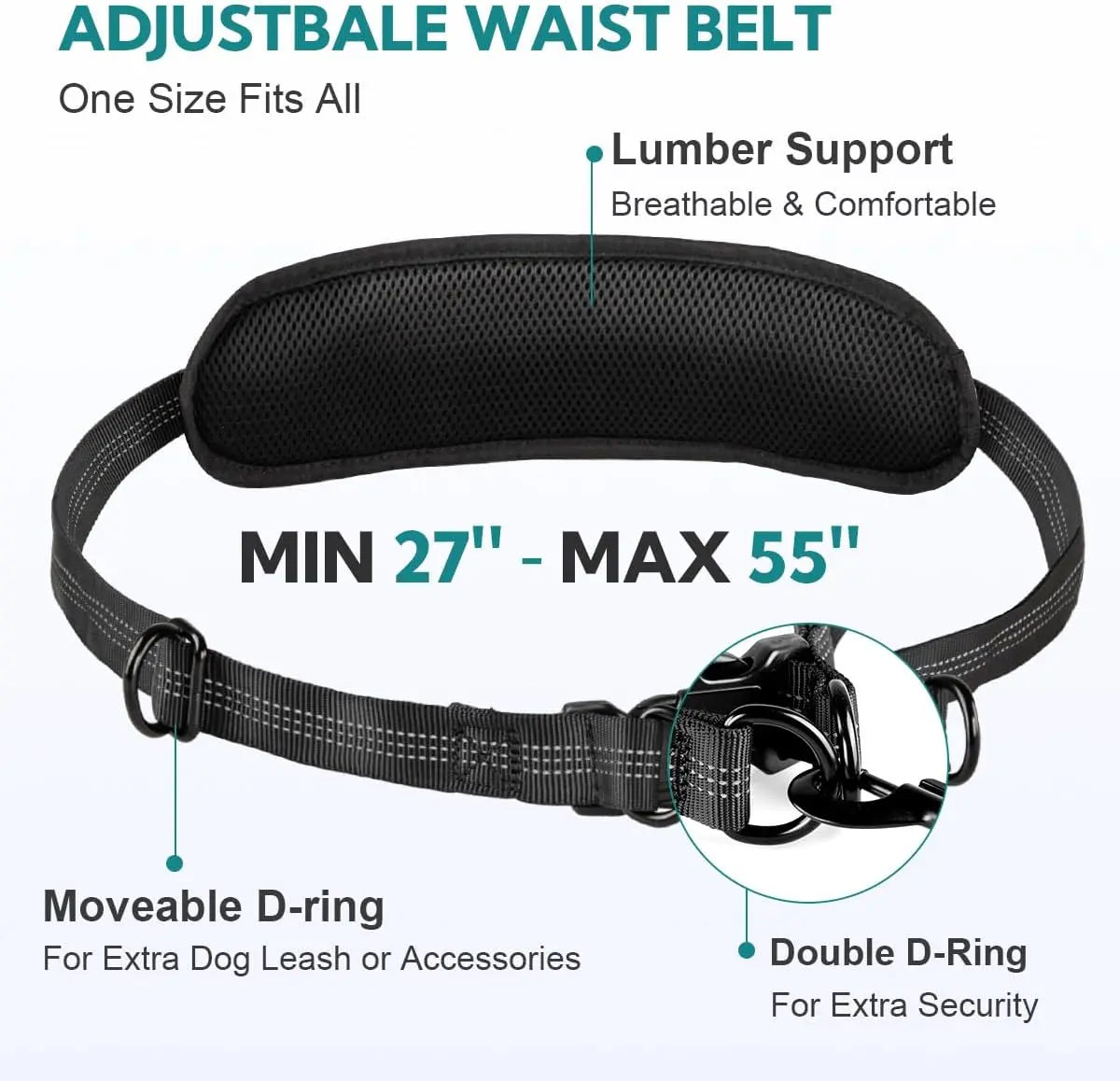 Hands-Free Dual Dog Leash for Walking Two Dogs - No-Tangle Double Lead with Waist Bag, Cushioned Pad & 5 Colour Options